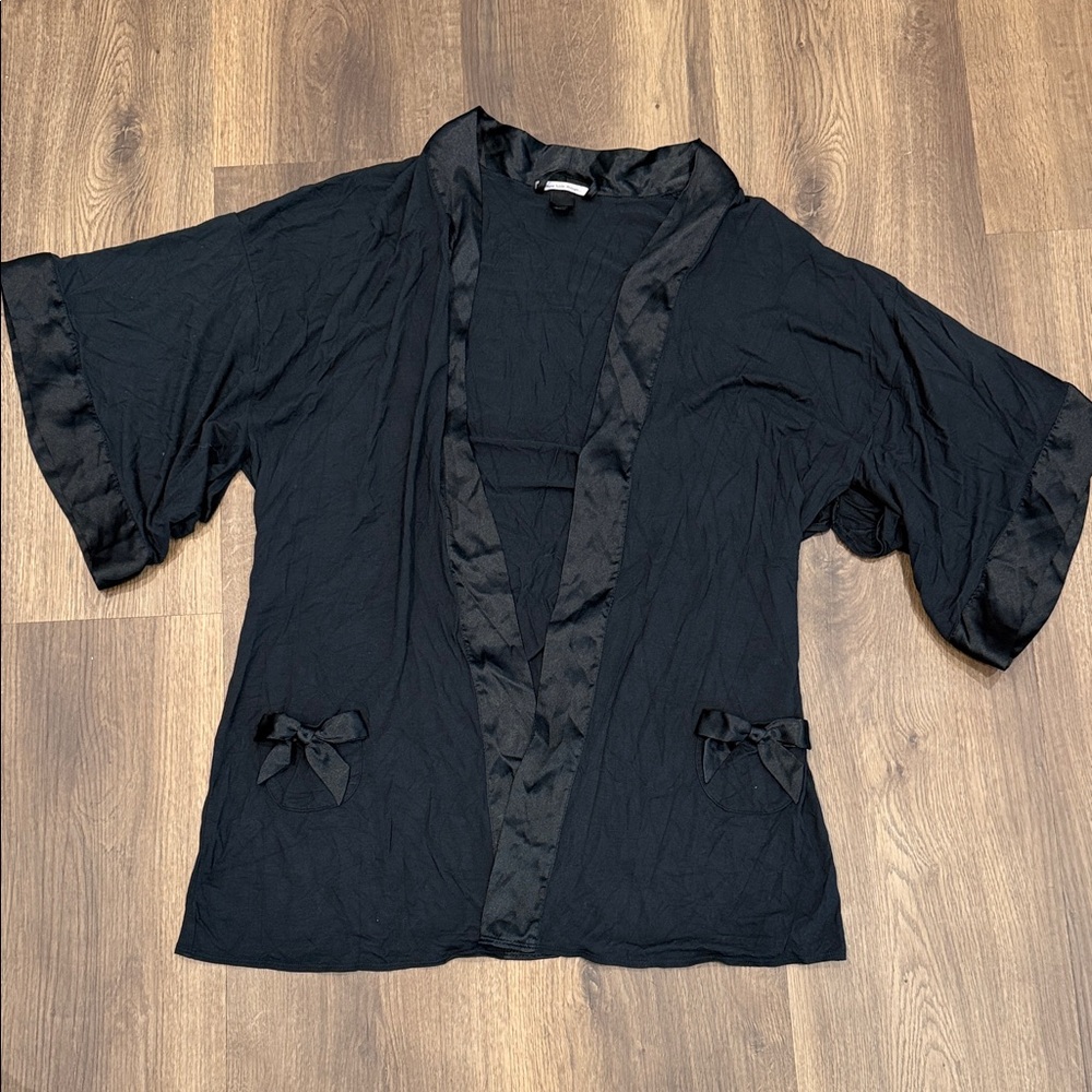 Victoria's Secret Black Satin Trim Robe